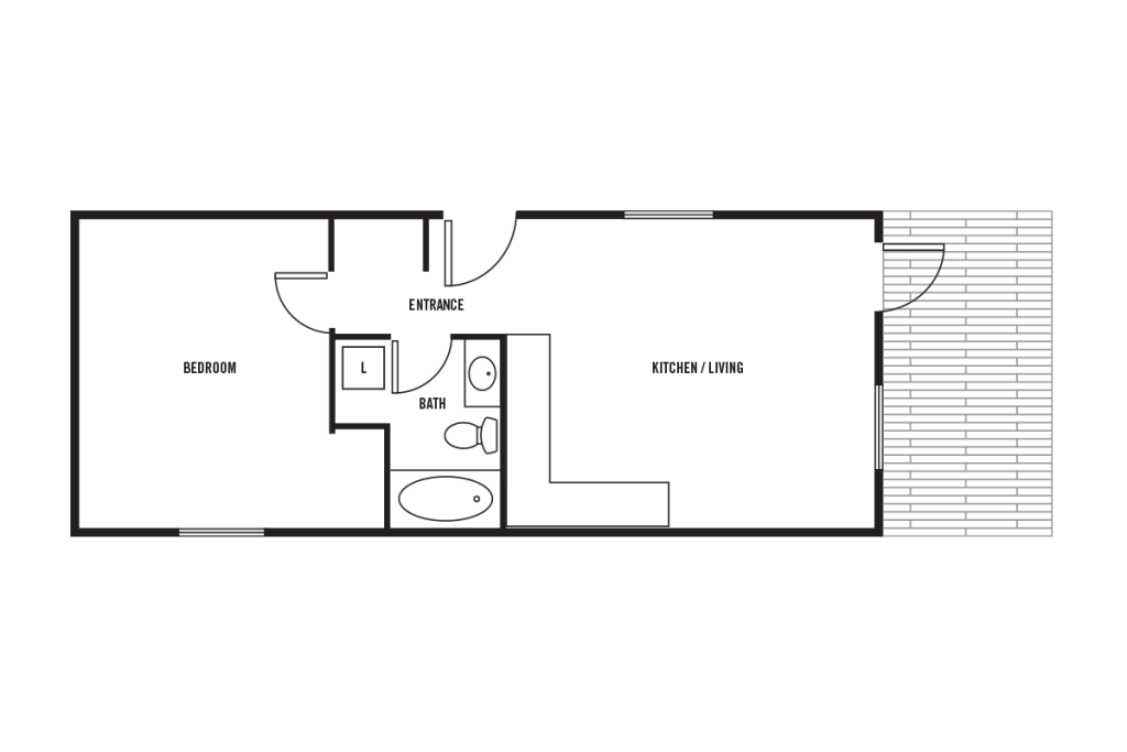 Floor Plan 1 Bedroom+Porch