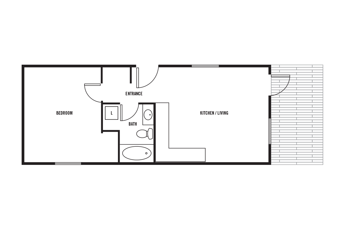 Floor Plan 1 Bedroom+Porch